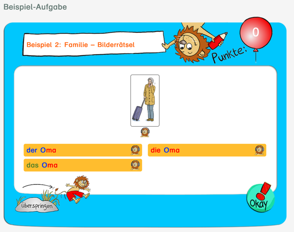 Screenshot von Leseludi für den Deutschunterricht