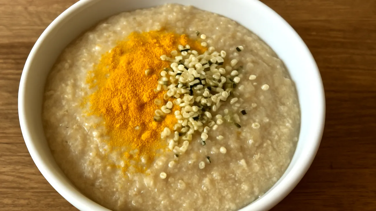 Amaranth-Porridge mit Kurkuma und Hanfsamen"