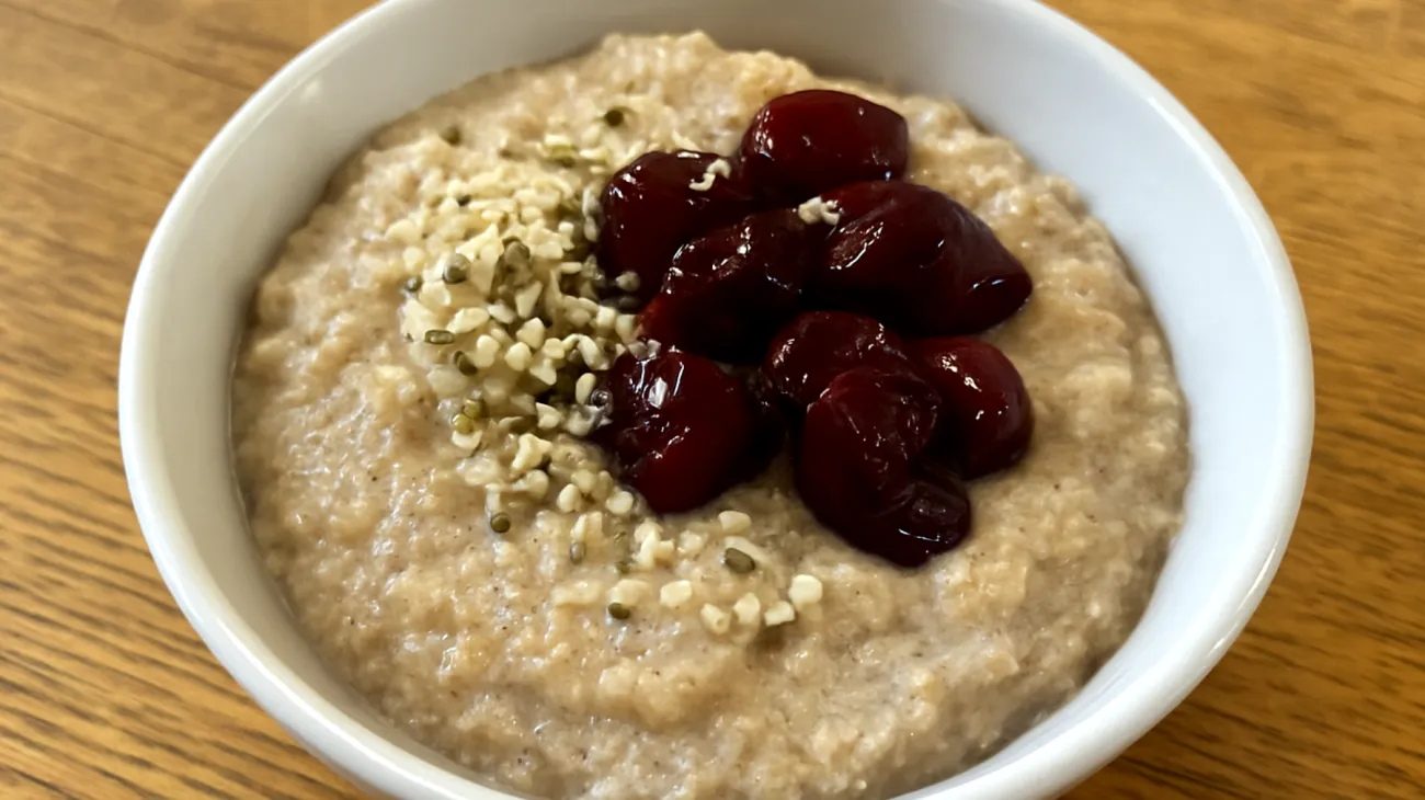 Amaranth-Quinoa-Pudding mit Hanfsamen und Tart Cherry"