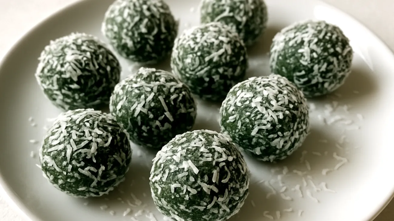 Hanfsamen-Kokos-Energiekugeln mit Spirulina"